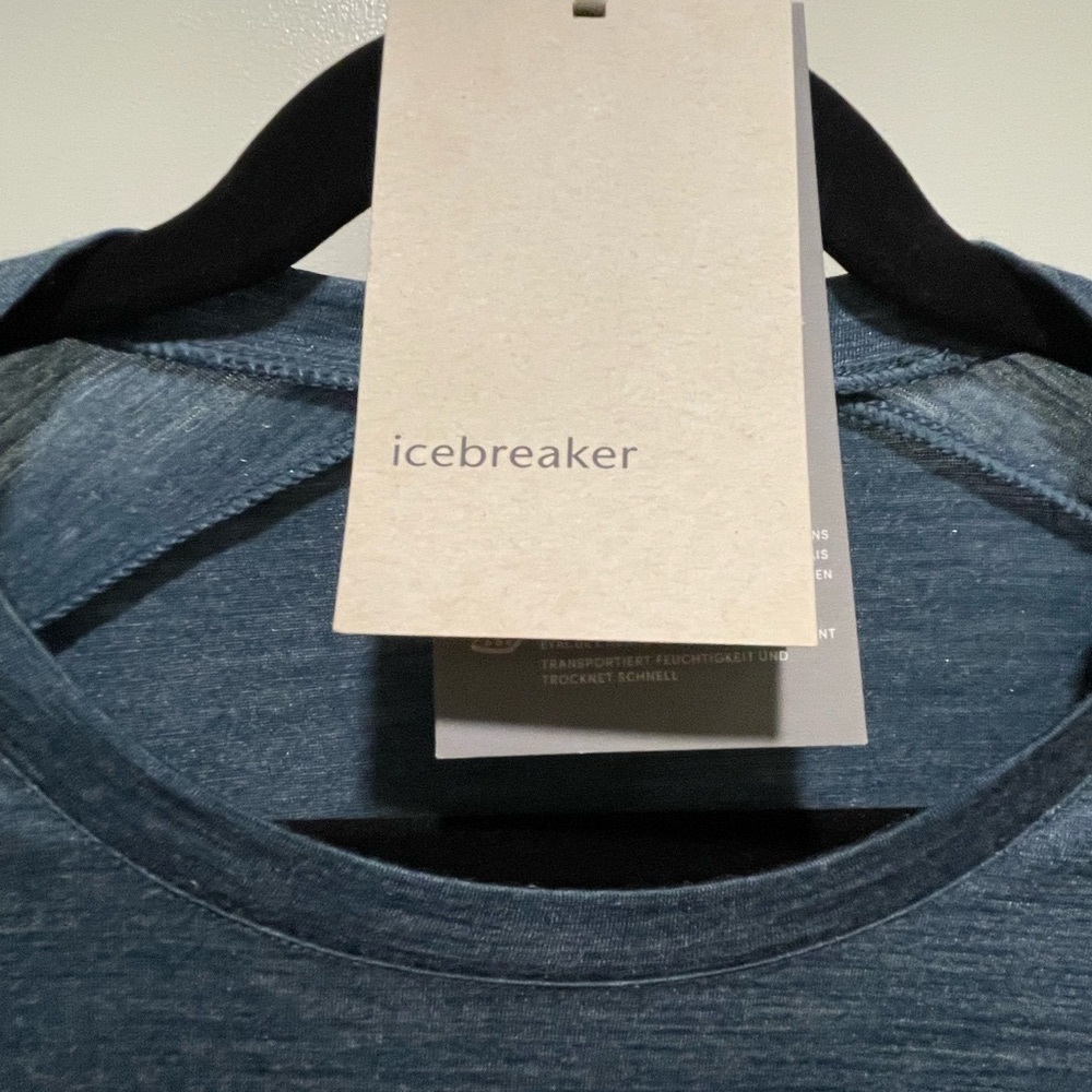 Icebreaker crew shirt • nightfall heather blue • Large • cool lite